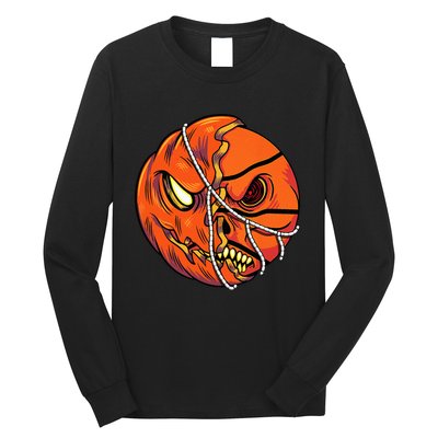 Pumpkin Skull Design Halloween Hooper Basketball Player Long Sleeve Shirt