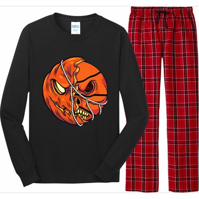 Pumpkin Skull Design Halloween Hooper Basketball Player Long Sleeve Pajama Set