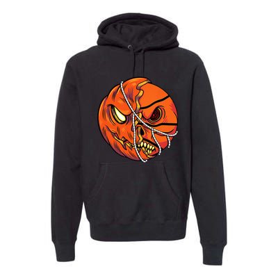 Pumpkin Skull Design Halloween Hooper Basketball Player Premium Hoodie