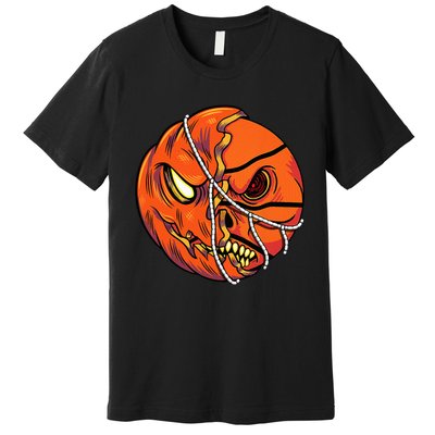 Pumpkin Skull Design Halloween Hooper Basketball Player Premium T-Shirt