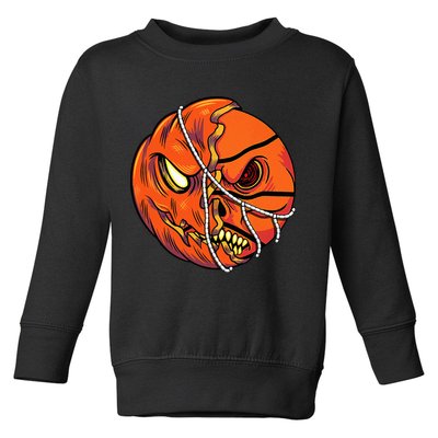 Pumpkin Skull Design Halloween Hooper Basketball Player Toddler Sweatshirt