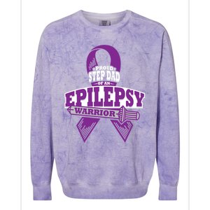 Proud Step Dad Of An Epilepsy Warrior Epilepsy Awareness Gift Colorblast Crewneck Sweatshirt