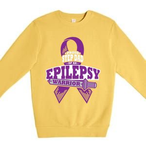 Proud Step Dad Of An Epilepsy Warrior Epilepsy Awareness Gift Premium Crewneck Sweatshirt