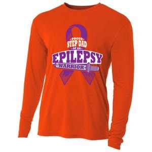 Proud Step Dad Of An Epilepsy Warrior Epilepsy Awareness Gift Cooling Performance Long Sleeve Crew