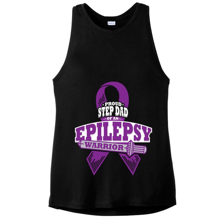 Proud Step Dad Of An Epilepsy Warrior Epilepsy Awareness Gift Ladies PosiCharge Tri-Blend Wicking Tank