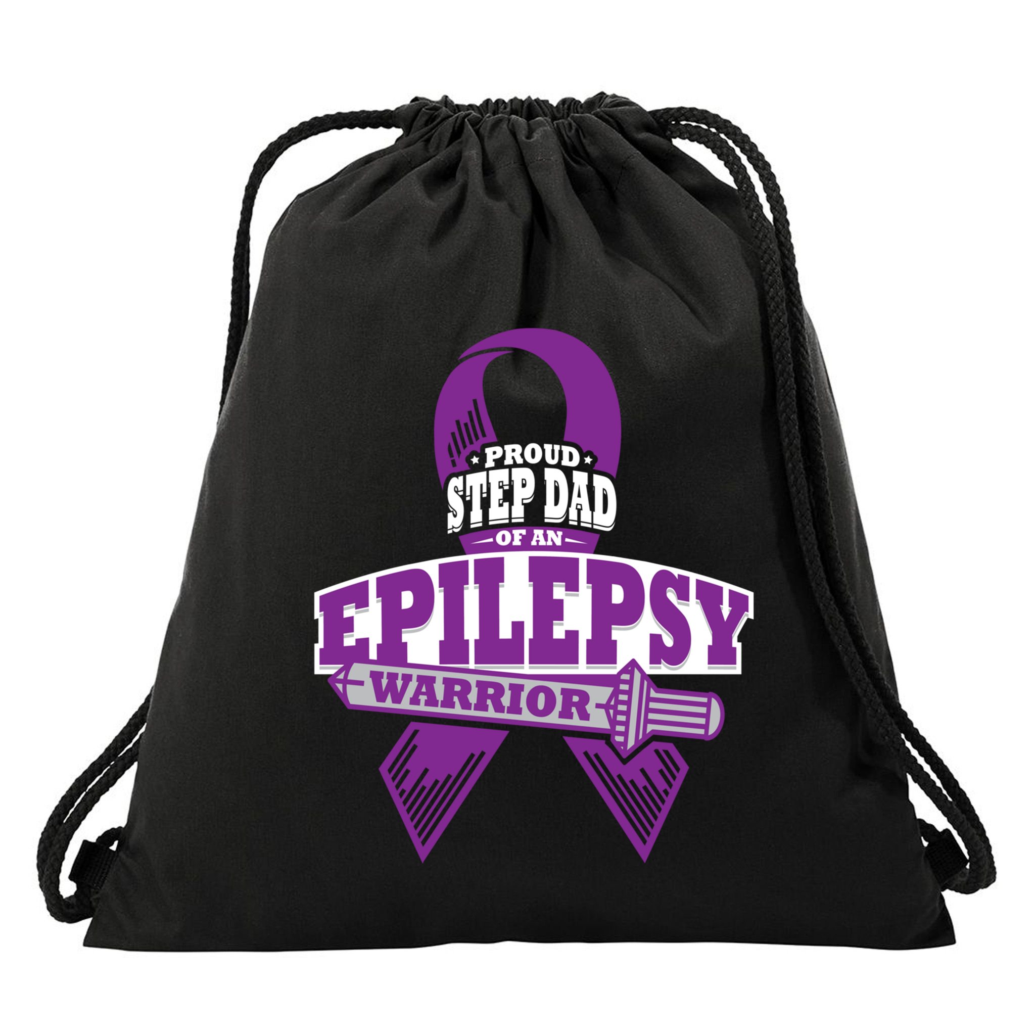 Proud Step Dad Of An Epilepsy Warrior Epilepsy Awareness Gift Drawstring Bag