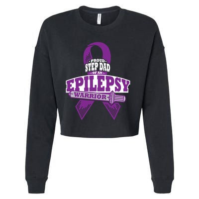 Proud Step Dad Of An Epilepsy Warrior Epilepsy Awareness Gift Cropped Pullover Crew
