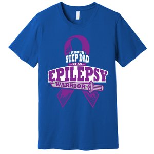 Proud Step Dad Of An Epilepsy Warrior Epilepsy Awareness Gift Premium T-Shirt