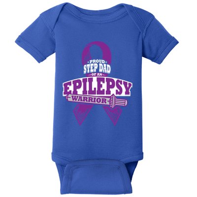 Proud Step Dad Of An Epilepsy Warrior Epilepsy Awareness Gift Baby Bodysuit