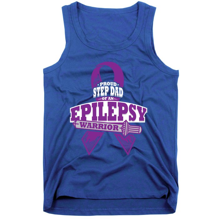 Proud Step Dad Of An Epilepsy Warrior Epilepsy Awareness Gift Tank Top