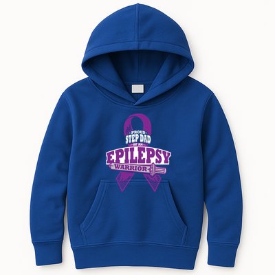 Proud Step Dad Of An Epilepsy Warrior Epilepsy Awareness Gift Kids Hoodie