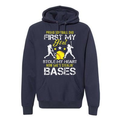 Proud Softball Dad Father Day Coach Sport Premium Hoodie