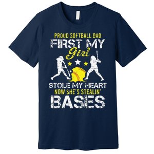 Proud Softball Dad Father Day Coach Sport Premium T-Shirt