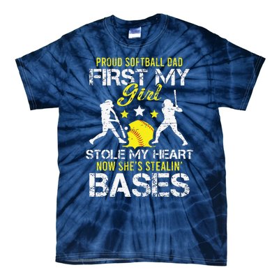 Proud Softball Dad Father Day Coach Sport Tie-Dye T-Shirt