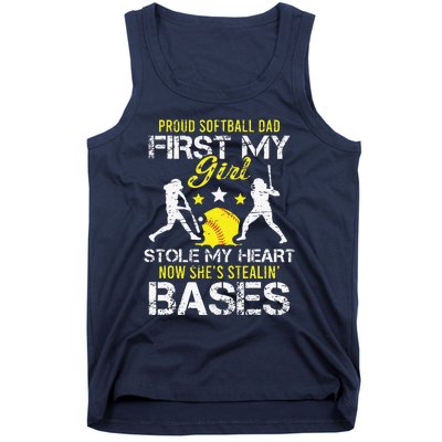 Proud Softball Dad Father Day Coach Sport Tank Top