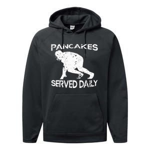 Pancakes Served Daily Funny Offensive Lineman Football Performance Fleece Hoodie