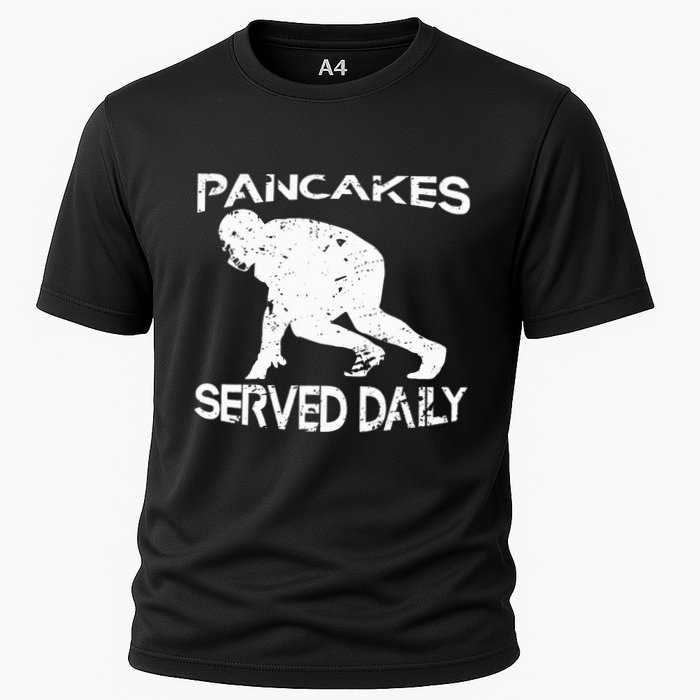 Pancakes Served Daily Funny Offensive Lineman Football Cooling Performance Crew T-Shirt