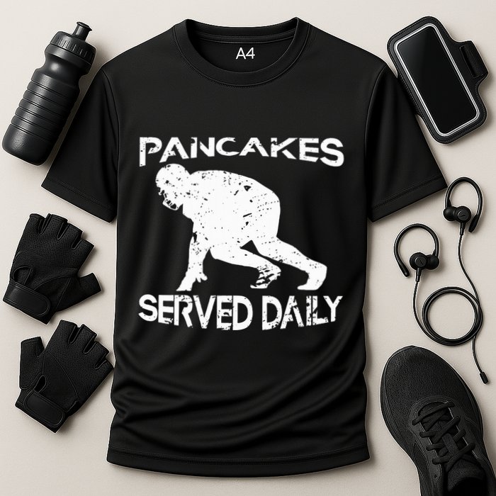 Pancakes Served Daily Funny Offensive Lineman Football Cooling Performance Crew T-Shirt