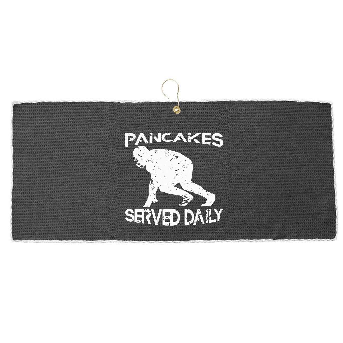 Pancakes Served Daily Funny Offensive Lineman Football Large Microfiber Waffle Golf Towel