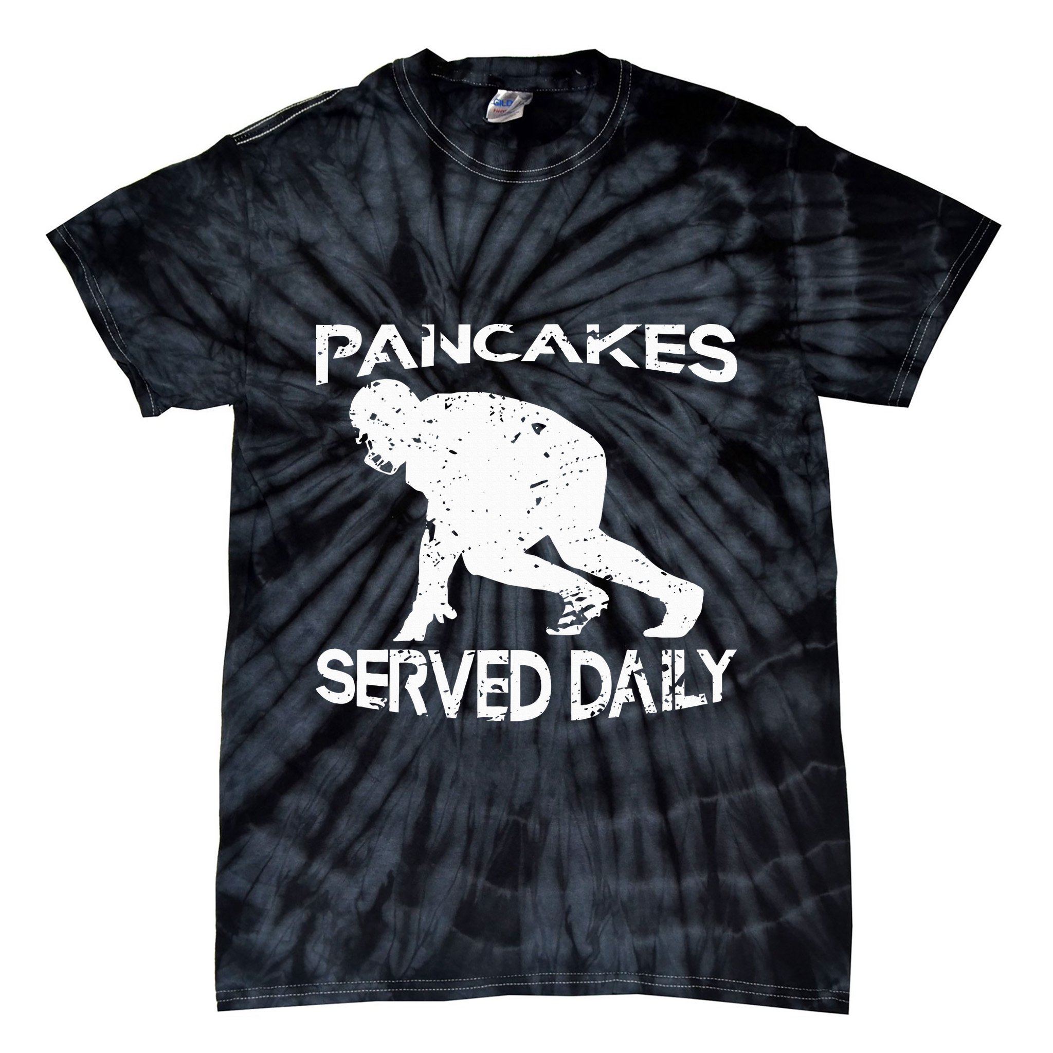 Pancakes Served Daily Funny Offensive Lineman Football Tie-Dye T-Shirt