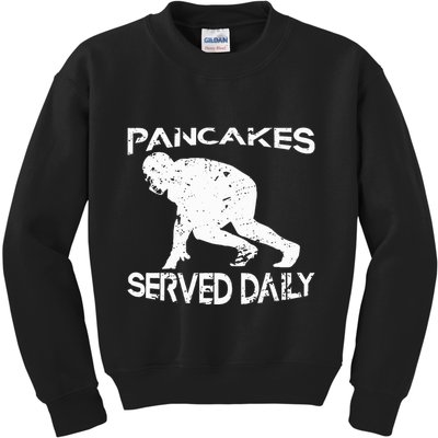 Pancakes Served Daily Funny Offensive Lineman Football Kids Sweatshirt