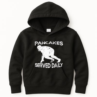 Pancakes Served Daily Funny Offensive Lineman Football Kids Hoodie