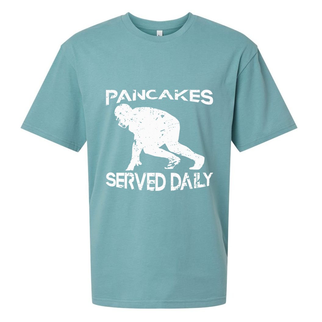 Pancakes Served Daily Funny Offensive Lineman Football Sueded Cloud Jersey T-Shirt