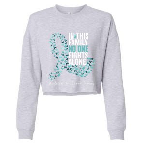 Posttraumatic Stress Disorder Awareness Month Teal Ribbon Great Gift Cropped Pullover Crew