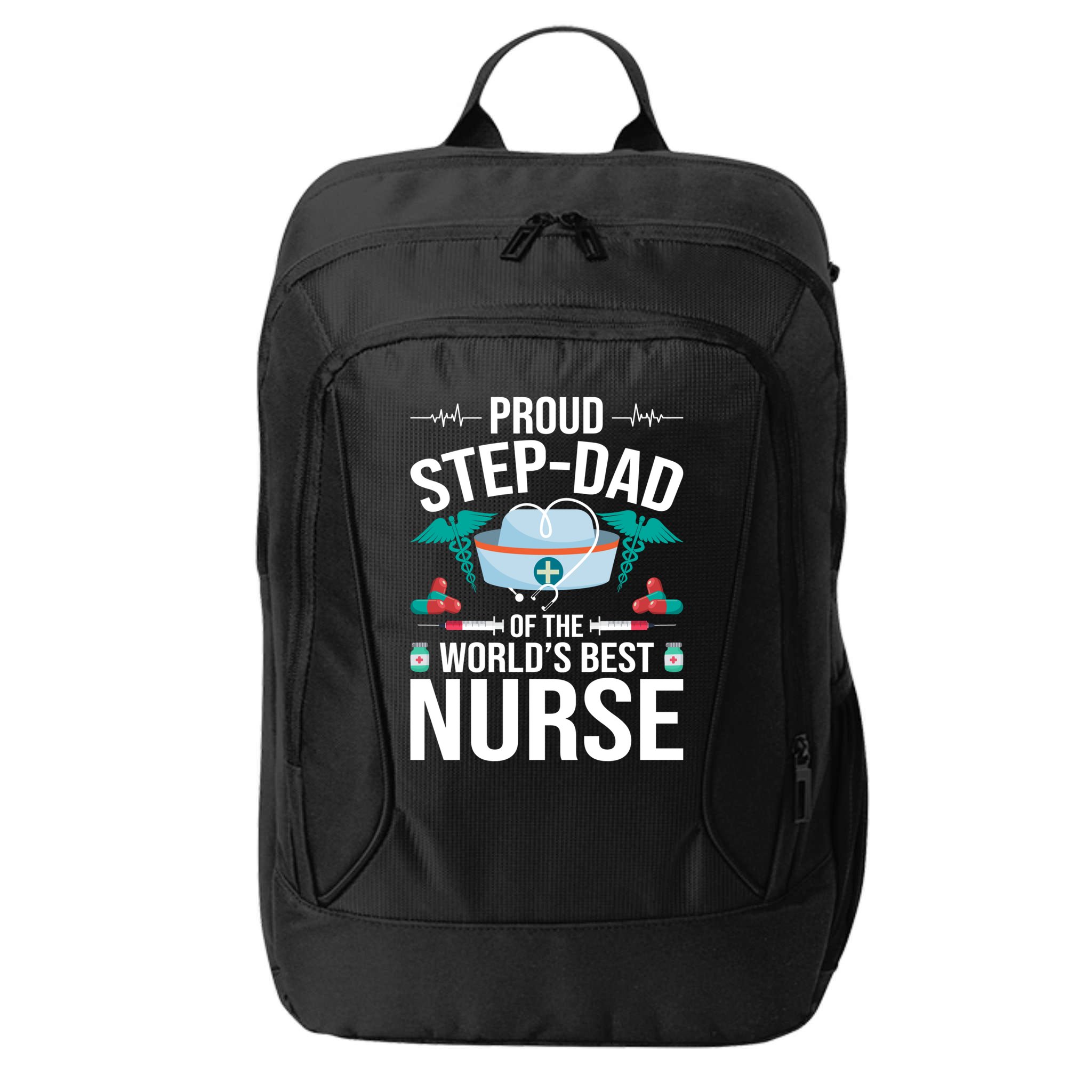 Proud Step Dad Of The World's Best Nurse Stepdad Gift City Backpack