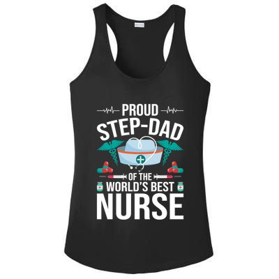 Proud Step Dad Of The World's Best Nurse Stepdad Gift Ladies PosiCharge Competitor Racerback Tank