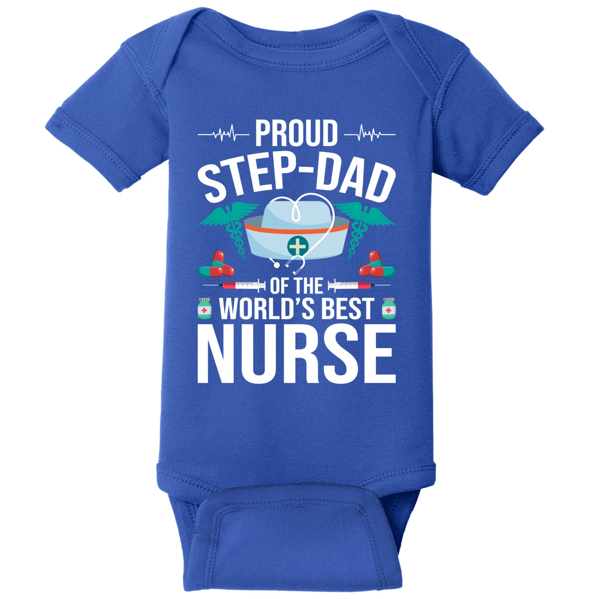 Proud Step Dad Of The World's Best Nurse Stepdad Gift Baby Bodysuit