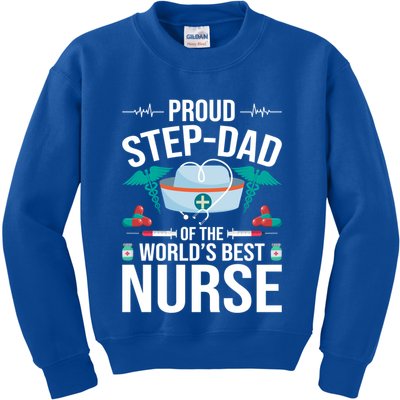 Proud Step Dad Of The World's Best Nurse Stepdad Gift Kids Sweatshirt