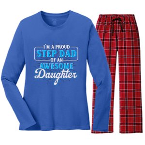 Proud Stepfather Daughter Fathers Day Proud Step Dad Gift Women's Long Sleeve Flannel Pajama Set 