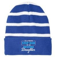 Proud Stepfather Daughter Fathers Day Proud Step Dad Gift Striped Beanie with Solid Band