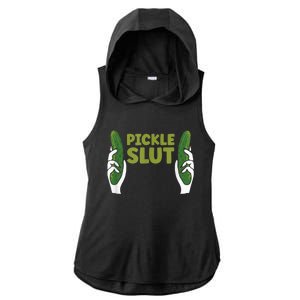 Pickle Slut Dill Pickle Ladies PosiCharge Tri-Blend Wicking Draft Hoodie Tank