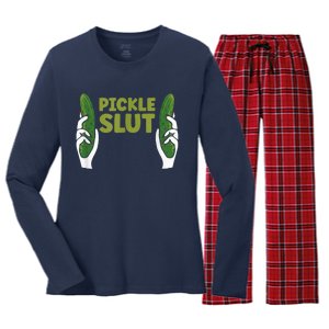 Pickle Slut Dill Pickle Women's Long Sleeve Flannel Pajama Set 