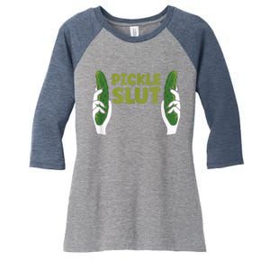 Pickle Slut Dill Pickle Women's Tri-Blend 3/4-Sleeve Raglan Shirt