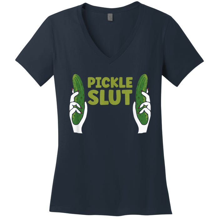 Pickle Slut Dill Pickle Women's V-Neck T-Shirt