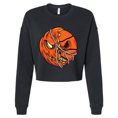 Pumpkin Skull Design Halloween Hooper Basketball Player Cropped Pullover Crew