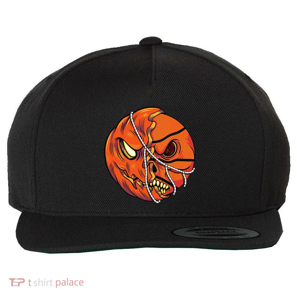 Pumpkin Skull Design Halloween Hooper Basketball Player Wool Snapback Cap