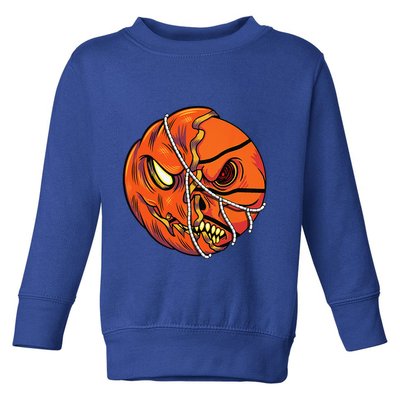 Pumpkin Skull Design Halloween Hooper Basketball Player Toddler Sweatshirt