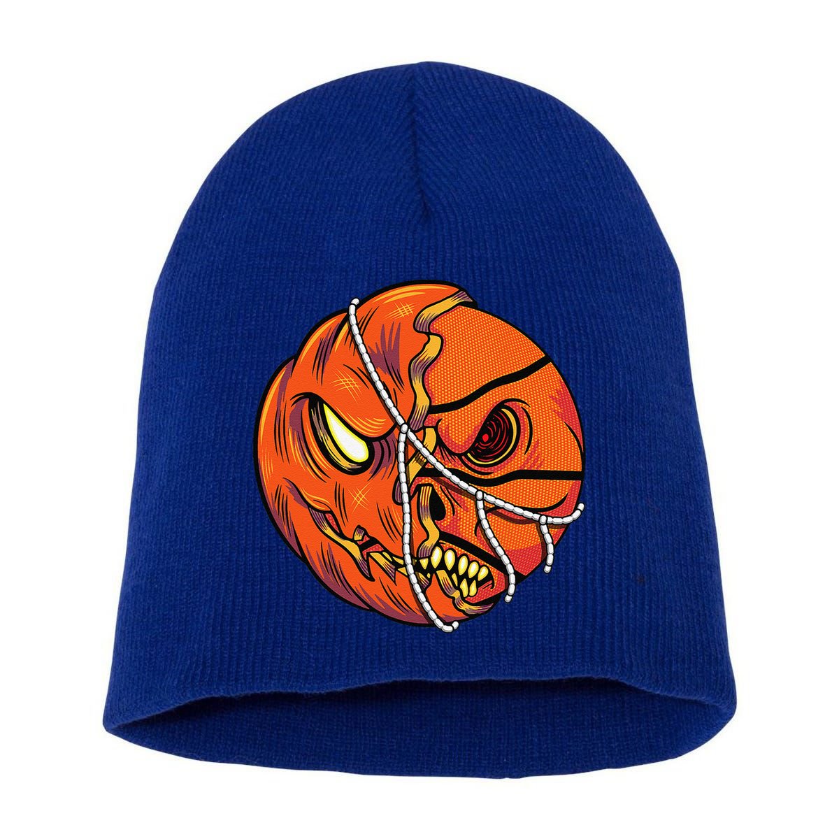 Pumpkin Skull Design Halloween Hooper Basketball Player Short Acrylic Beanie