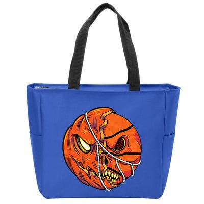 Pumpkin Skull Design Halloween Hooper Basketball Player Zip Tote Bag