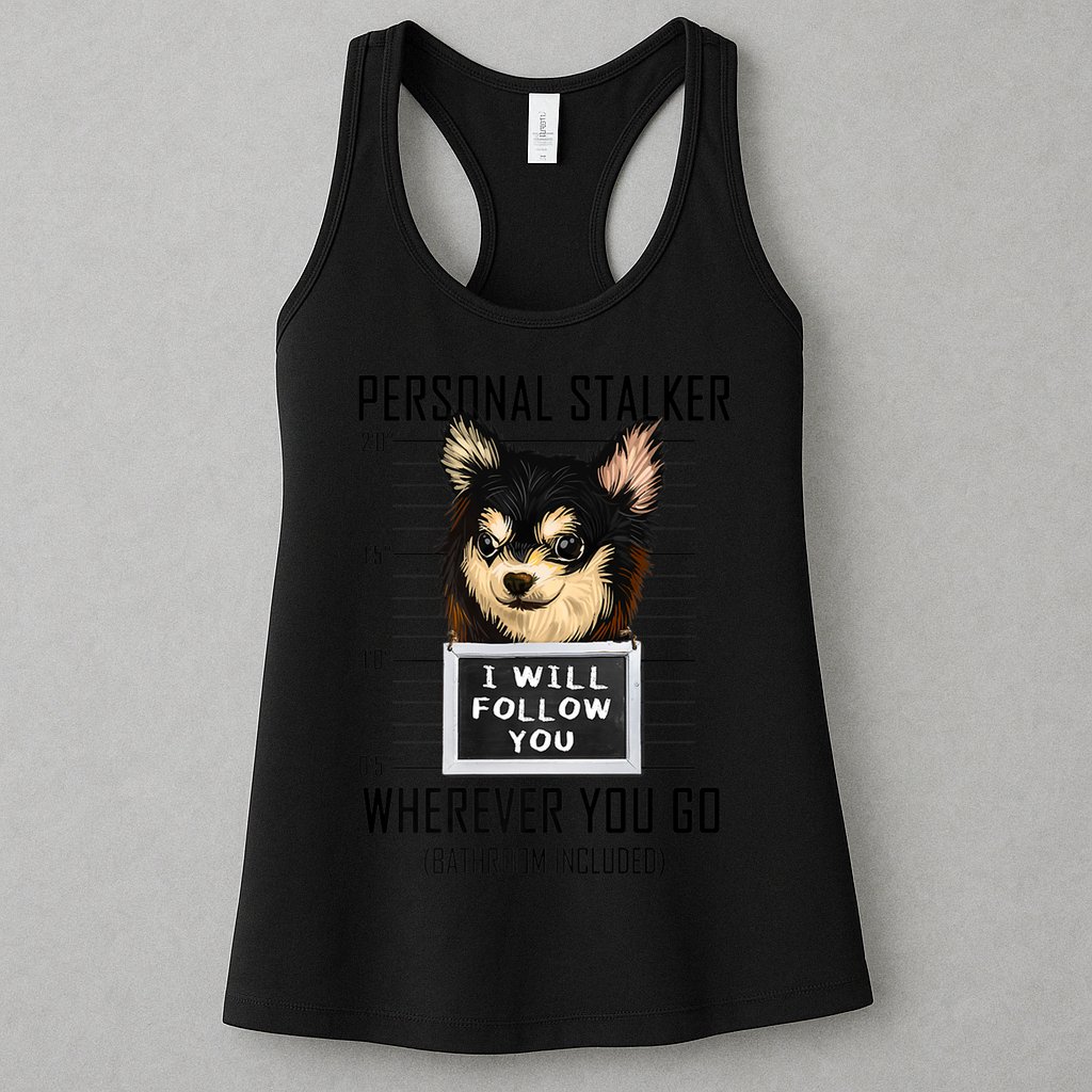 Personal Stalker Dog Chihuahua I Will Follow You Mugshot Premium Womens Tank Top