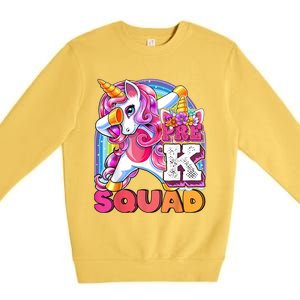 PreK Squad Dabbing Unicorn Back To School Girl Gift Premium Crewneck Sweatshirt