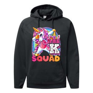 PreK Squad Dabbing Unicorn Back To School Girl Gift Performance Fleece Hoodie