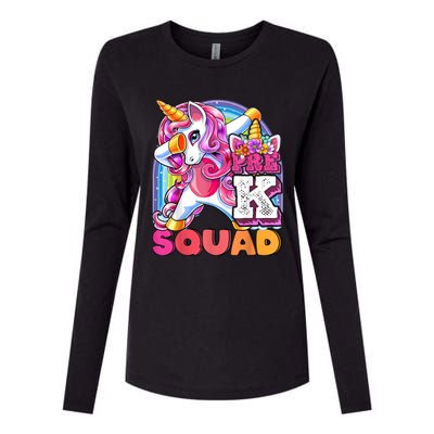 PreK Squad Dabbing Unicorn Back To School Girl Gift Womens Cotton Relaxed Long Sleeve T-Shirt