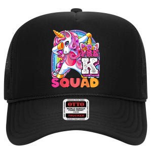 PreK Squad Dabbing Unicorn Back To School Girl Gift High Crown Mesh Back Trucker Hat