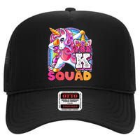 PreK Squad Dabbing Unicorn Back To School Girl Gift High Crown Mesh Back Trucker Hat