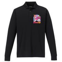 PreK Squad Dabbing Unicorn Back To School Girl Gift Performance Long Sleeve Polo